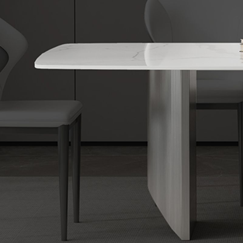 Industrial Sintered Stone Top Table Rectangle Table with Double Pedestal