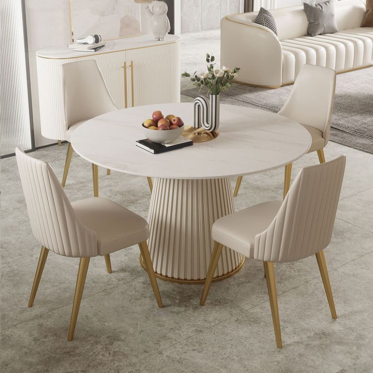 Round Dining Table Set 1/2/3/5/7 Pcs Sintered Stone Top Table with Chairs