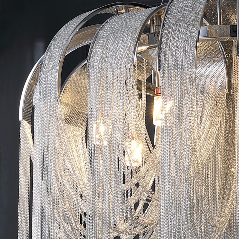 Stream Living Room Pendant Lighting Fixture Metal Nordic-Style Suspension Pendant Light in Silver