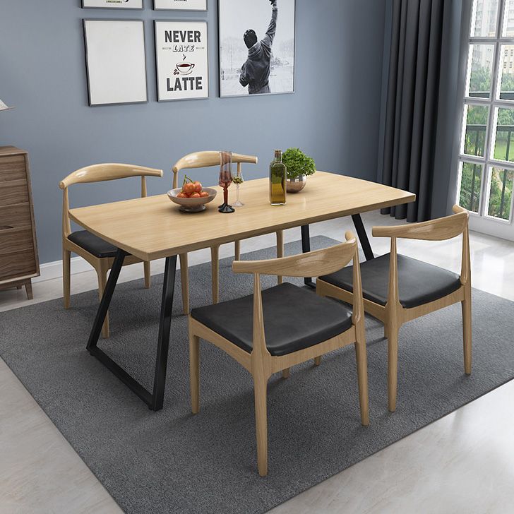 Industrial 1/2/3/5/7 Pieces Dining Set Rectangular Solid Wood Indoor Dinette Set