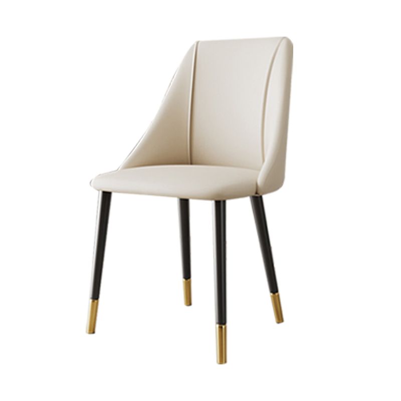 Luxurious Upholstered Armless Chair Leather Chair with Metal Base for Dining Room