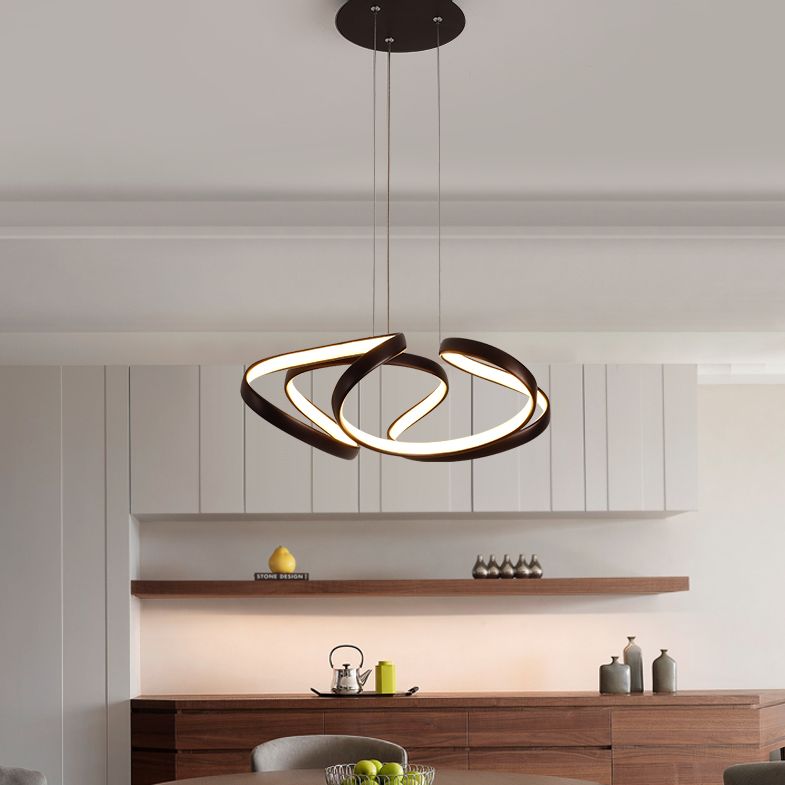 Twisted Chandelier Light Fixture Minimalist Style Metal LED Chandelier Pendant Light
