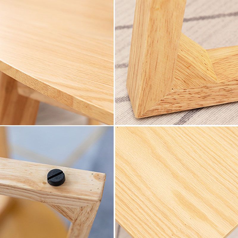 Solid Wood Sled Coffee Table in Oak/Brown, Modern Round/Rectangle Table