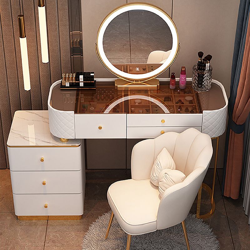 15.74" Wide Vanity Desk with 5/6 Storage Drawers Glam Glass Dresser