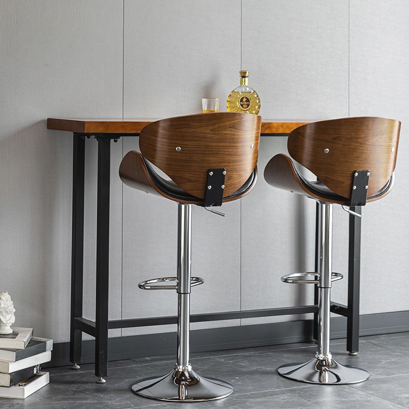 Wood Adjustable Bar & Counter Stool Armed Footrest Indoor Contemporary Bar Stool