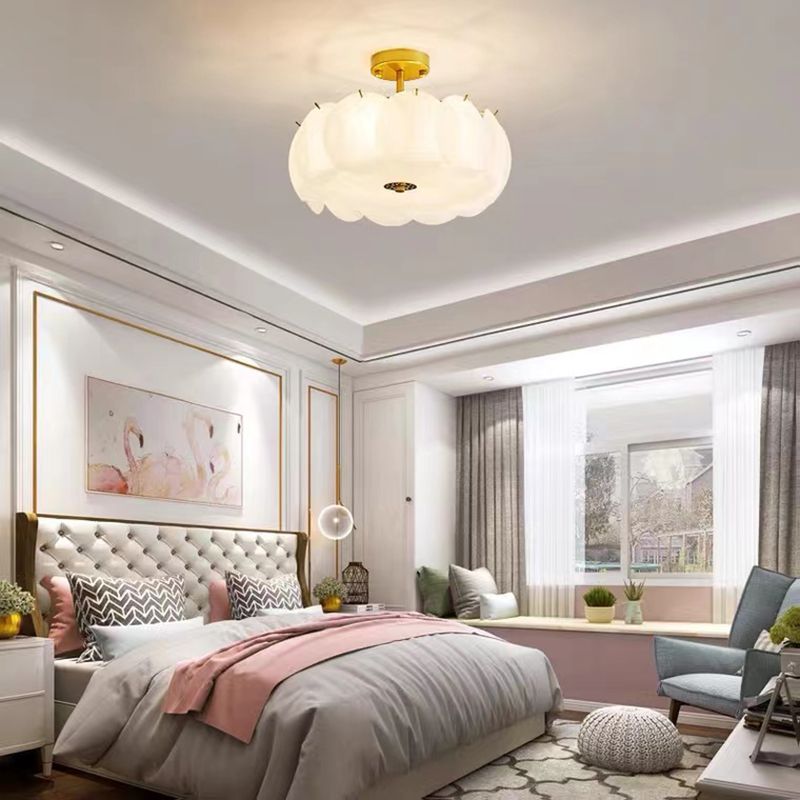 Modern Glass Ceiling Lamp Simple Flush Mount Light Fixture for Bedroom