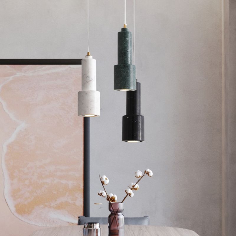 Cylinder Dinning Room Pendant Lighting Fixture Stone Nordic Style Hanging Light Fixture