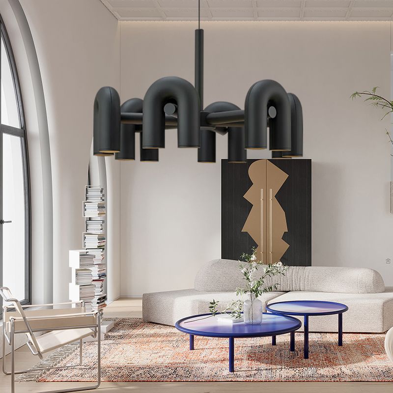 Modern Style Acrylic Metal Chandelier Light Living Room Pendant Light Fixture
