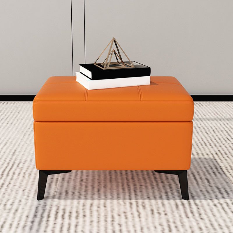 Modern Leather Storage Ottomans Rectangle Storage Ottomans with 4 Legs