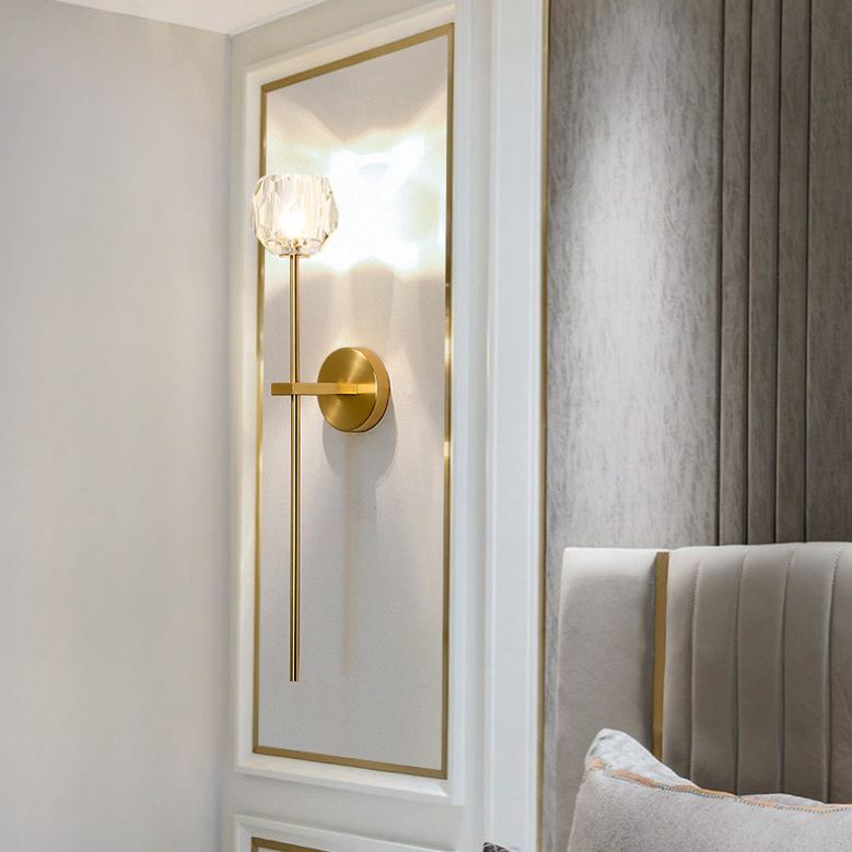 1-Light Crystal Wall Mounted Lighting Modern Style Gold Ball Wall Sconce Lights