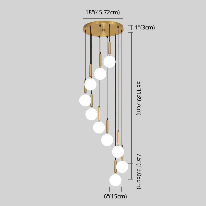 Modern Minimalist  Multiple Globe Shade Pendant Light  Metal Long Hanging Lamp  for Living Room