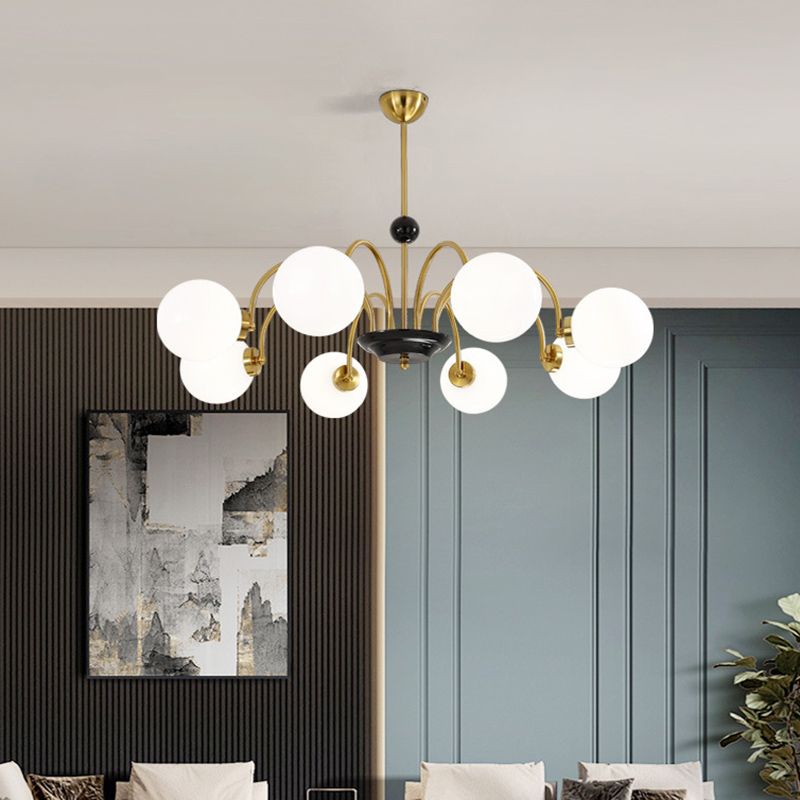 Vintage Simplicity Round Ceiling Chandelier Milk Glass Hanging Light for Living Room