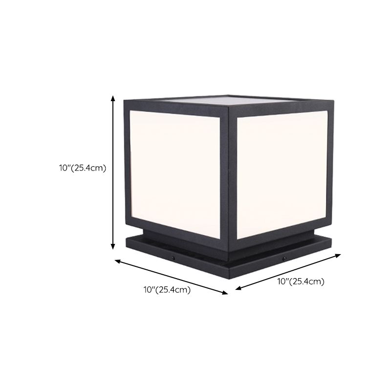 Black Square Pillar Lamp Waterproof Outdoor Solar Lights for Garden