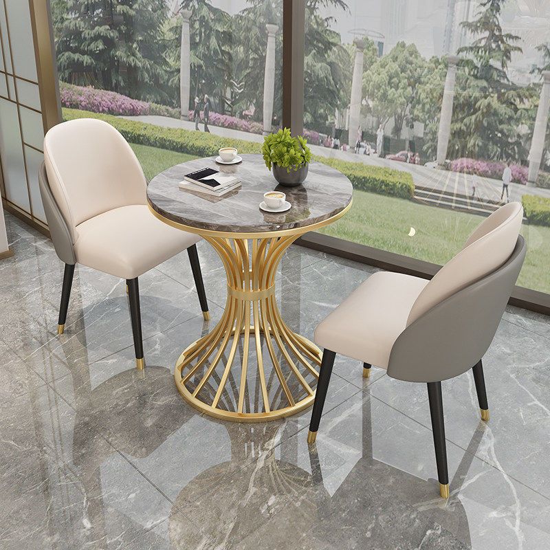 Table à manger glam rond de piédestal