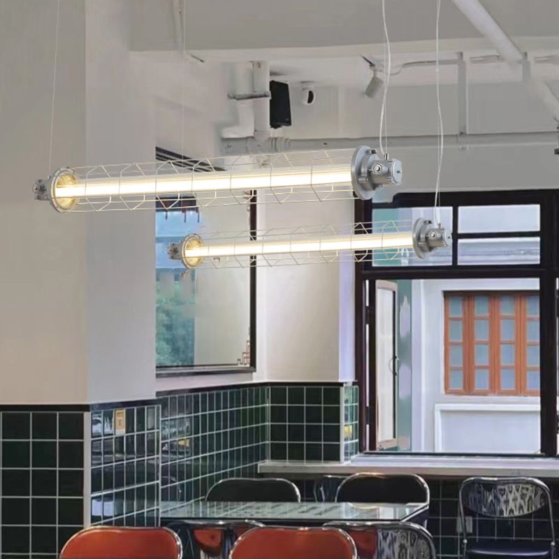 Industrial Style Aluminum Hanging Lamp Cylinder Shape Island Light Fixture for Living Room