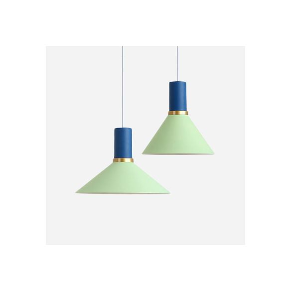 Bowl/Cone/Funnel Metal Hanging Ceiling Light Minimalist 1 Light Blue/Pink/Yellow Pendant Lamp