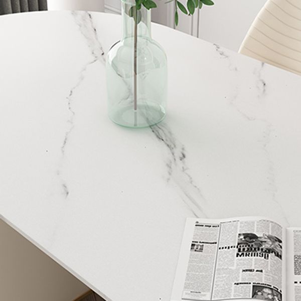 Oval Stone Top Dining Table Traditional Luxury Dining Table for Kitchen