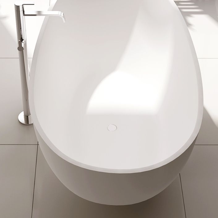 Oval Stand Alone Bath Soaking Acrylic White Modern Back to Wall Bathtub