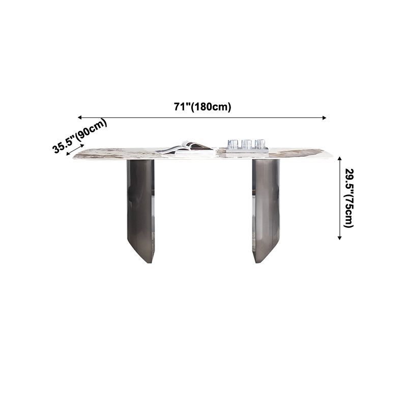Metal Traditional Luxury Table Rectangular Sintered Stone Table