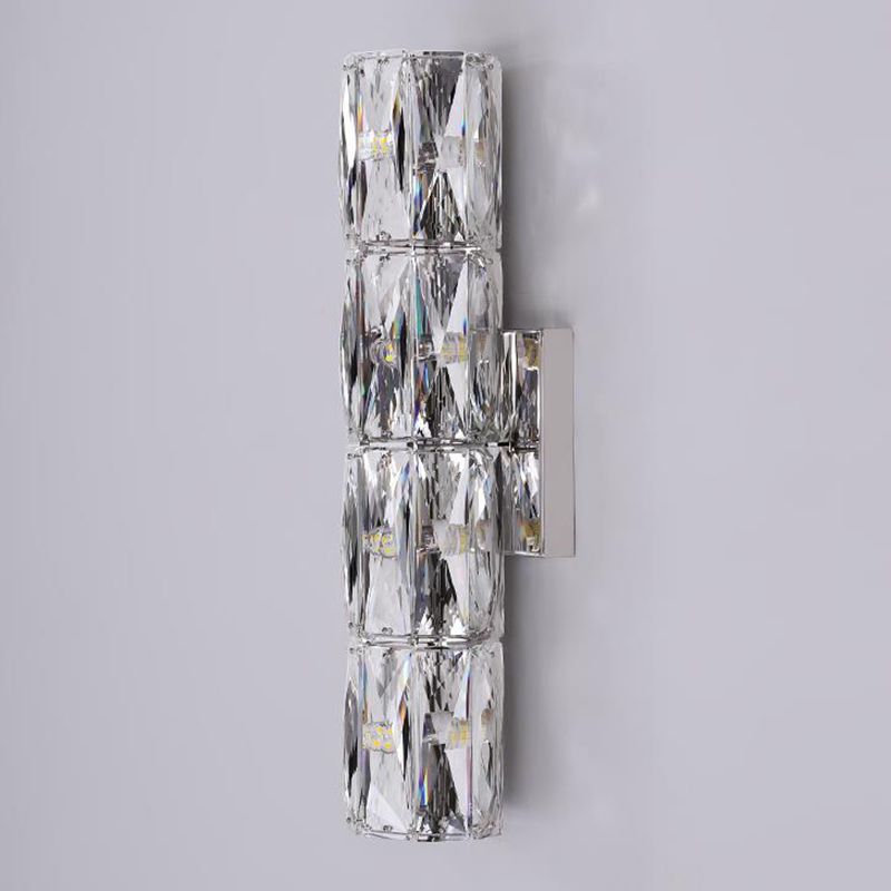 Crystal Cylinder Shape Wall Lighting Modern Style Multi Lights Wall Light Sconce