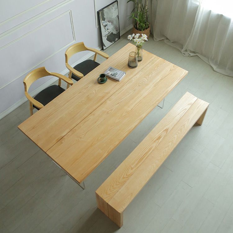 Rectangle Solid Wood Dining Table Modern Acrylic Double Pedestal Table
