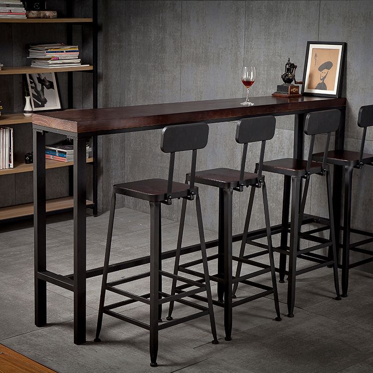 Dining Room Industrial Style Leather Barstool Iron 4 Legs Bar Stool with Pedal