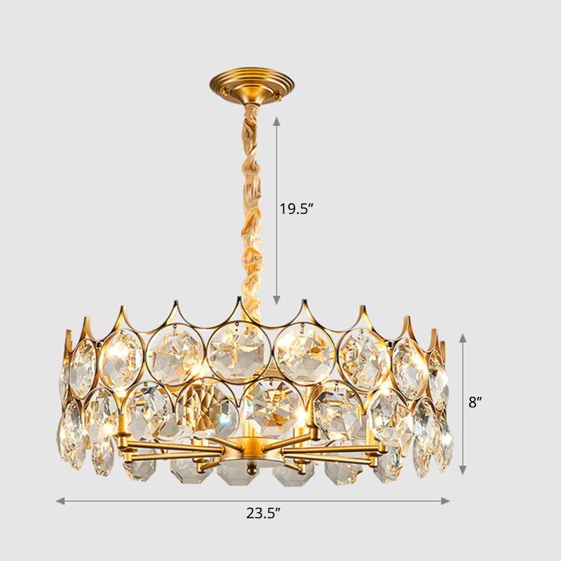 Beveled Cut Crystal Bead Hanging Lamp Postmodern Style Chandelier Pendant Light for Living Room
