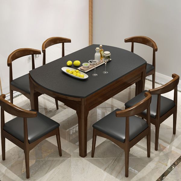 Stone Drop-Leaf Table Contemporary Style Dining Site Table with 4 Legs