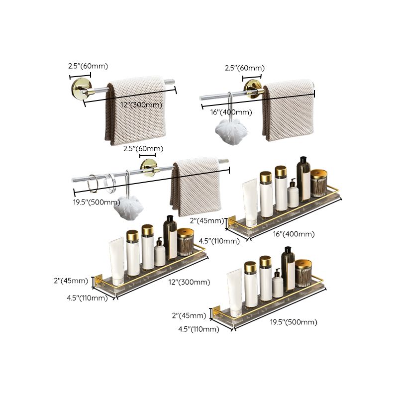 6 Piece Bathroom Accessory Set in Gold Metal Bath Hardware Set