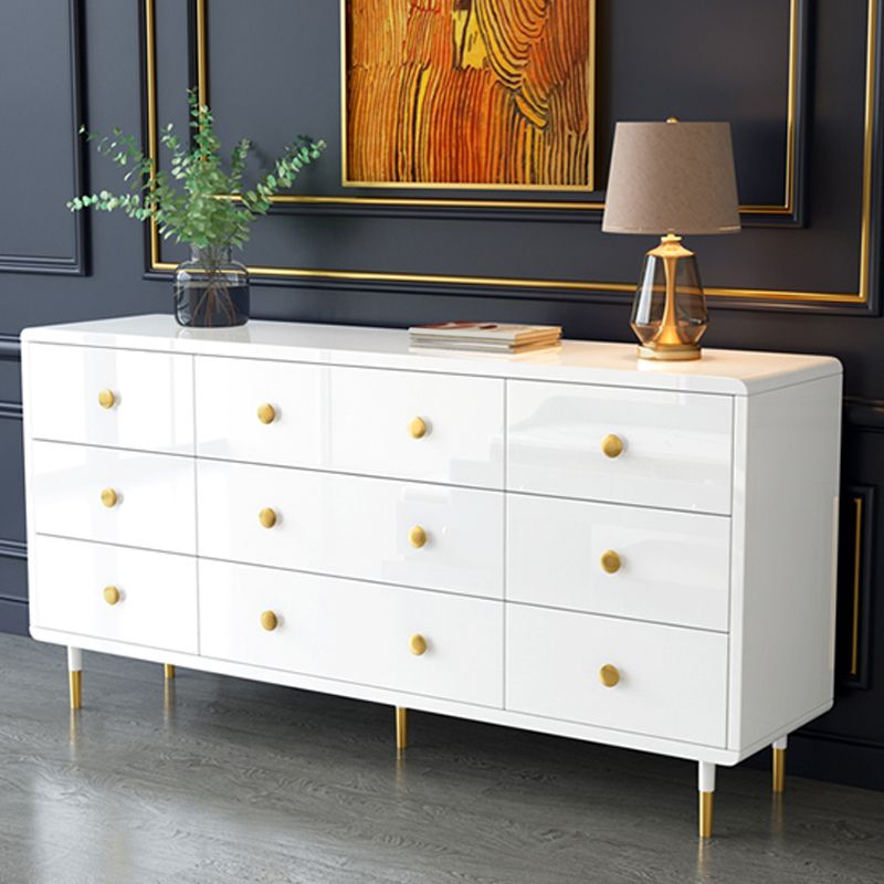 16" W Wood Double Dresser Modern Storage Chest with Drawers for Bedroom