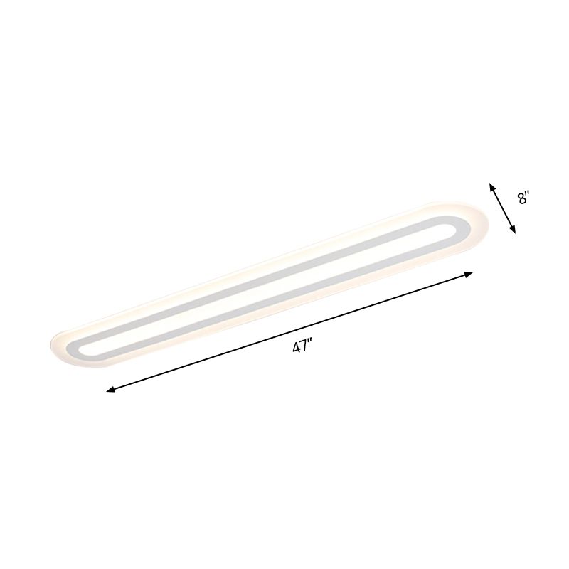 31.5"/39"/47" Wide Simplicity Oval Acrylic Flush Mount Light LED Ceiling Mounted Fixture in Warm/White Light