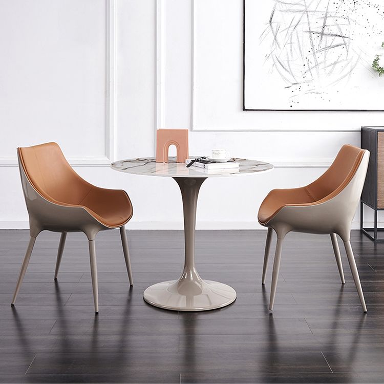 Modern Style Dining Chairs Faux Leather Kitchen Chairs with Metal Legs