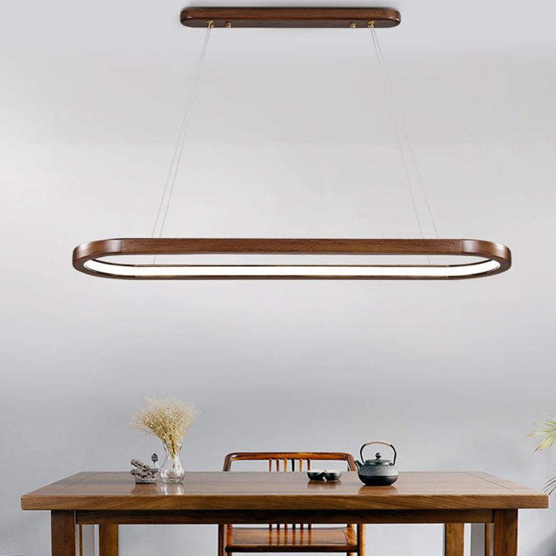 Modern 1-Light Pendant Lighting Wood Oval Island Pendant Light for Kitchen Island