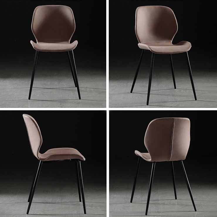 Chaise de salle à manger en tissu de lin de style scandinave Chaises de salle à manger sans accoudoirs à dossier solide (Ensemble de 2)