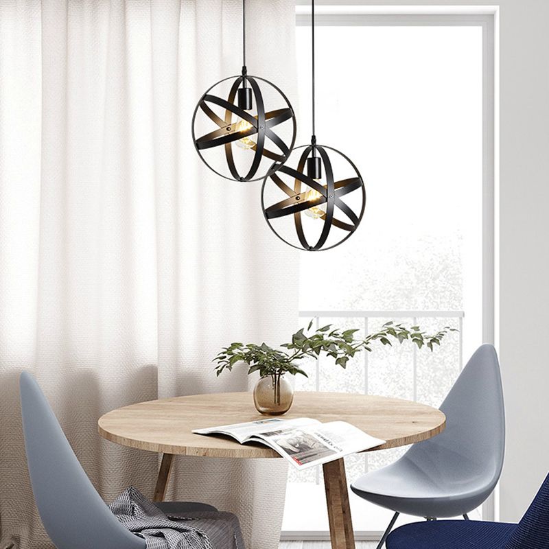 Black Iron Cage 1-Light Hanging Light Retro Industrial Style Lighting Pendant with 59" Adjustable Wire