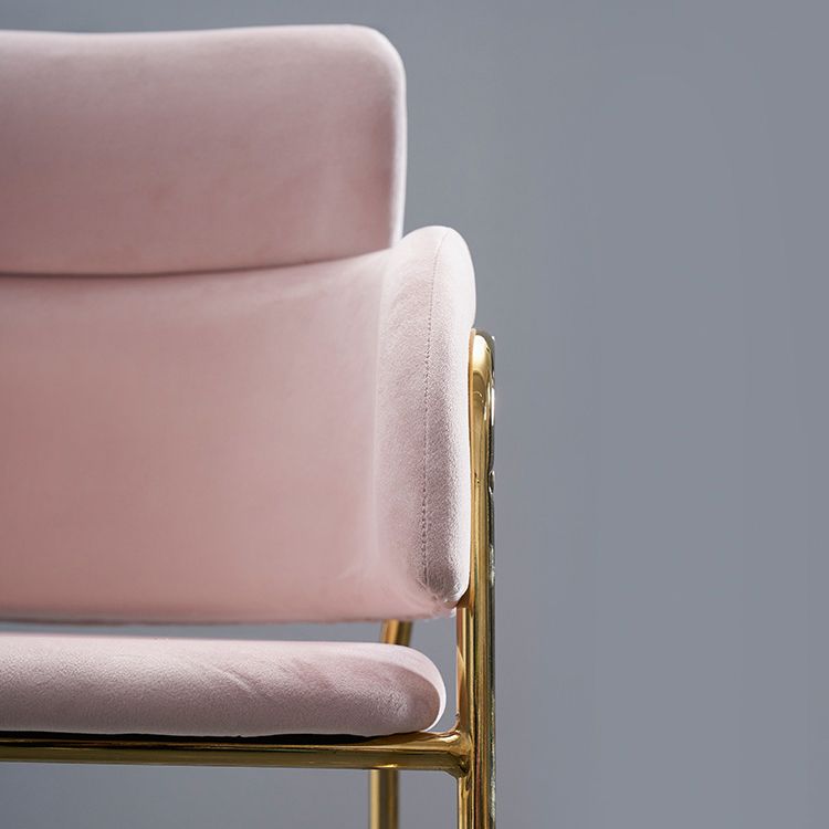 Scandinavian Bucket Seat Bar Stools Fabric Armed Barstool with 4 Gold Legs