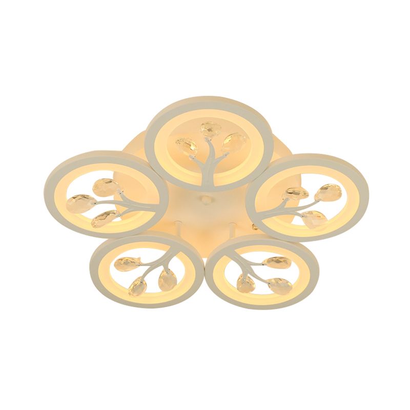 Sputnik Living Room Flush Mount Lamp einfache Acryl 5/12/15 Lichter Weiß Flush Leuchte in Warm/White/3 Farbe Licht