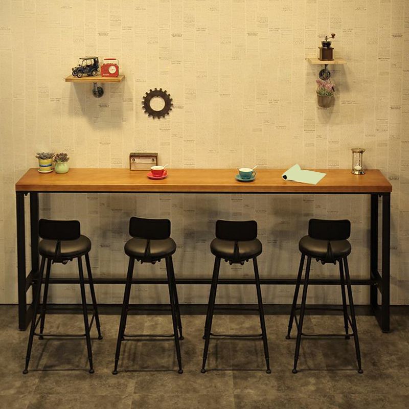 Industrial Bar Height Table Solid Wood Top Bistro Table with Metal Base