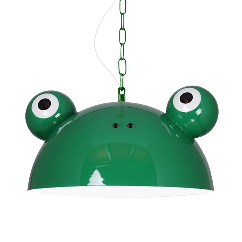 Frog Kindergarten Ceiling Pendant Iron 1 Bulb Kids Style Hanging Lamp Kit in Red/Blue/Green