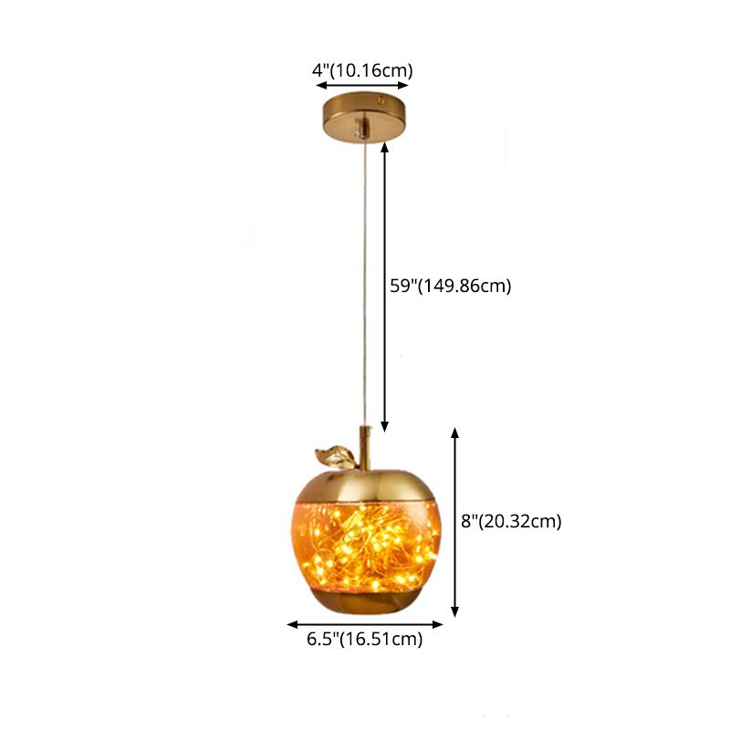 Éclairage pendentif à LED de pomme en verre contemporain 1 lampe suspendue à la tête pour salle à manger
