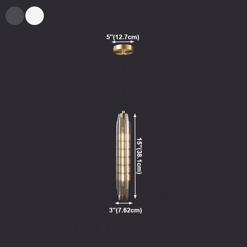 Crystal cilindrisch hanger licht in moderne luxe stijl koperen hangende lamp voor slaapkamer