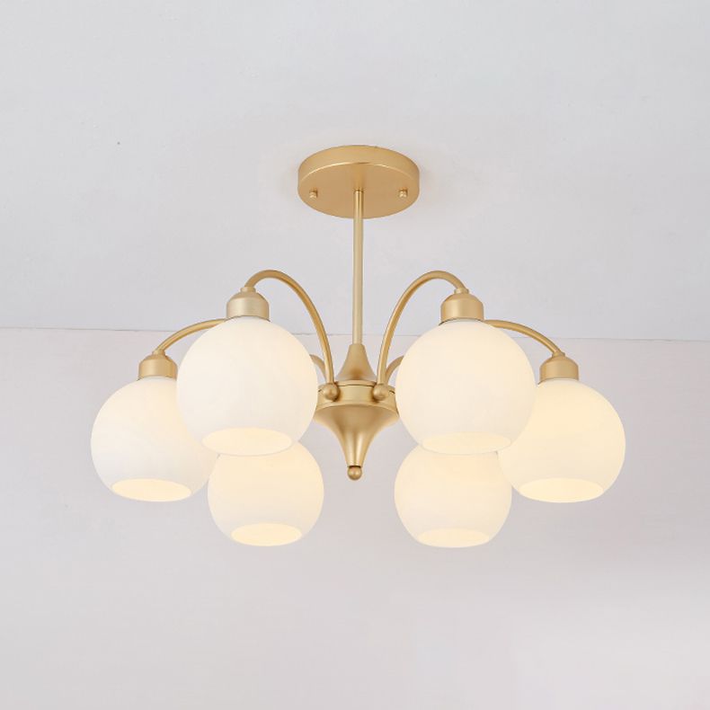 Modern Glass Chandelier Light Globe Shade Multi-Head Pendant Lamps for Living Room
