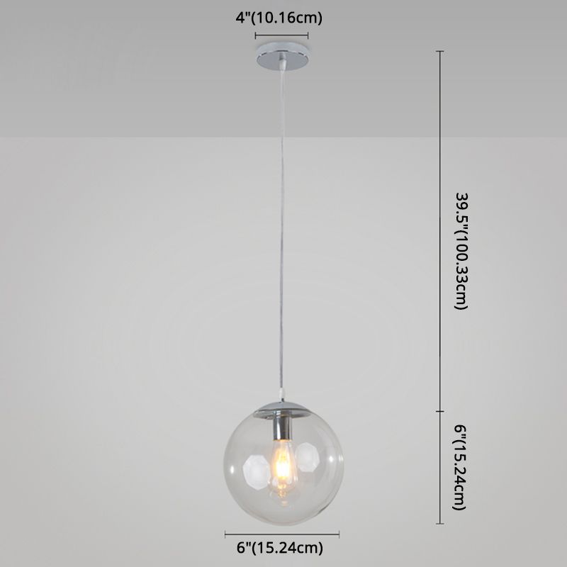 Minimaliste moderne à 1 lampe à la lumière Lumière Bubble Boule de verre transparent Lumière suspendue avec 39 "fil suspendu