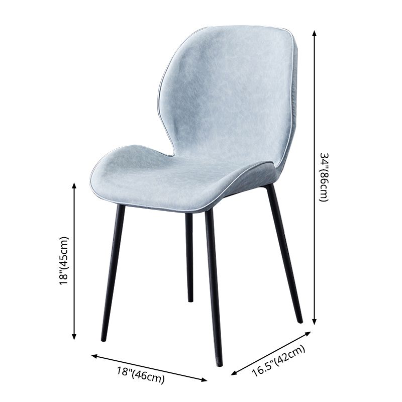 Chaise de salle à manger en métal de style contemporain chaise arrière solide avec jambes noires