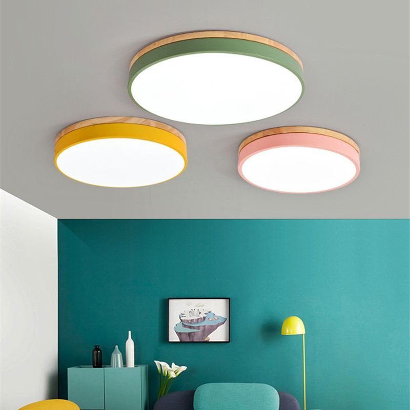 Plafonnier encastré à 1 lumière à abat-jour rond, de style simple et moderne