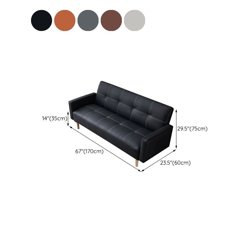 29.52" H Contemporary Faux Leather Convertible Sofa Biscuit Back Square Arm Sofa