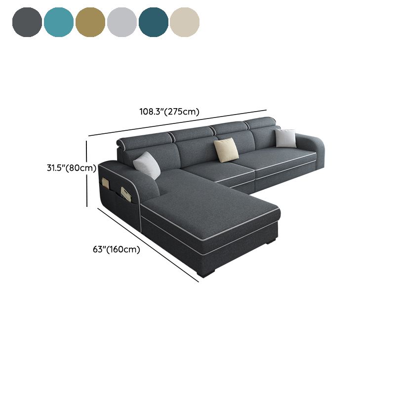 31.49" Tall Sectional Sofa Faux Leather/Linen Modular Sofa with Cushion Back