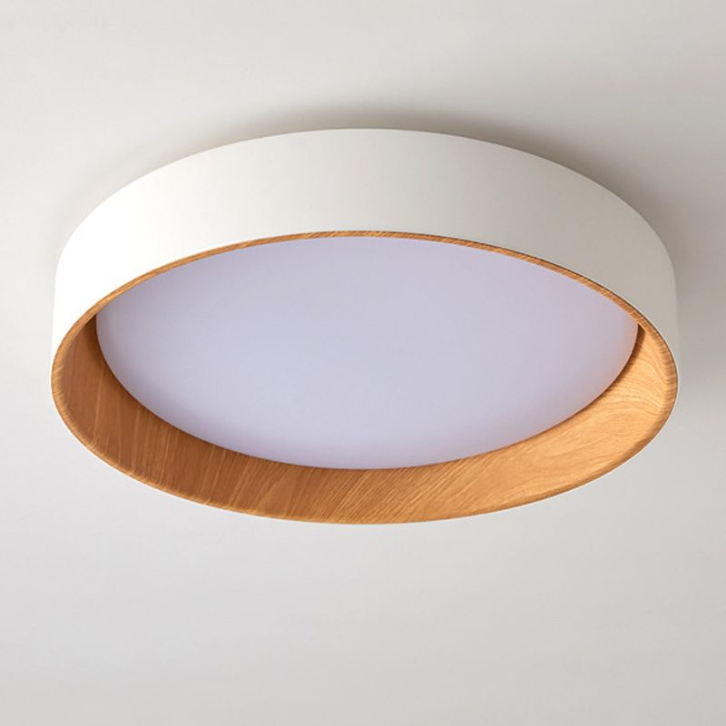 1 Light Round Flush Mount Lamp Modern Style Metal Flush Mount Fixture in White