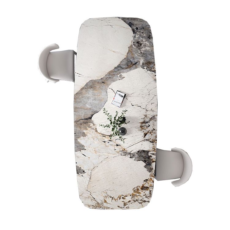 Modern Sintered Stone Table Set of 3/5 with Rectangle Table Dining Set with Black 3 Legs