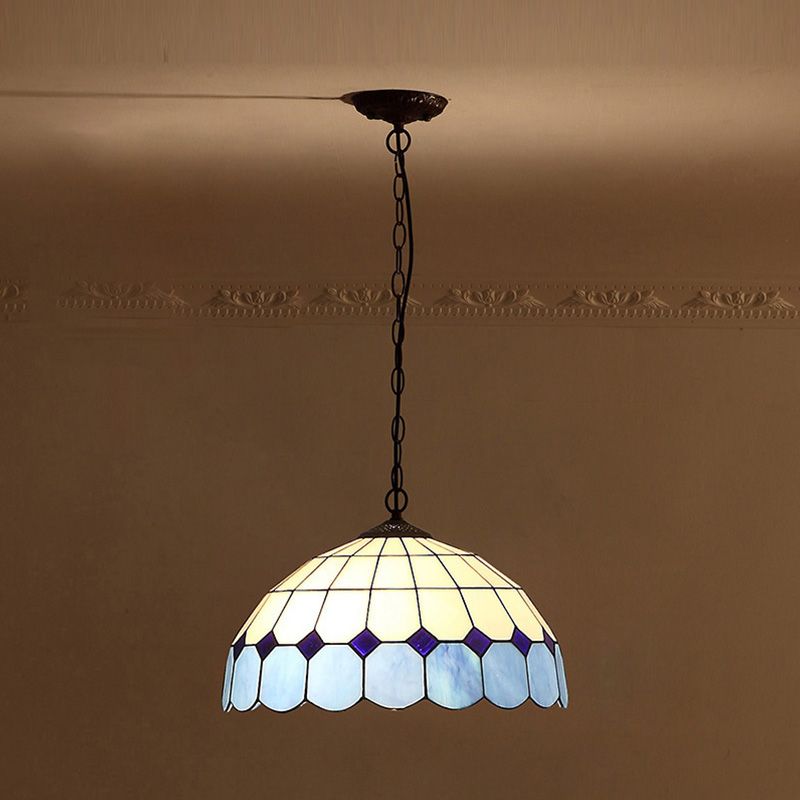 Baroque Art Glass Hanging Lamp Kit Bowl Shade Ceiling Pendant Light for Hallway